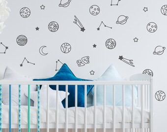 Q255w Space Earth Cool Bedroom Kids Window Wall Decal 3D Art Stickers Vinyl Room