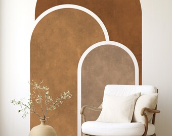Clay Arch Wall Decal, Boho Minimalist Color Block Mural, Scandinavian Nursery Decor