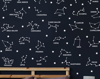 Zodiac Constellation Wall Decals - Star Decals, All main zodiac constellation,  Zodiac Gift, Vinyl Wall Decals, Star Wall Sticker