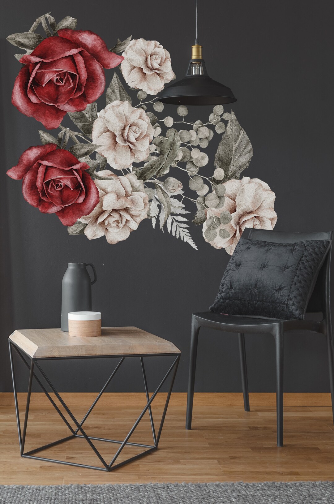 Roses Wall Decal, Watercolor Flowers Wall Decal, Floral Wall Decals, Rose Wall Decal, Roses Wall