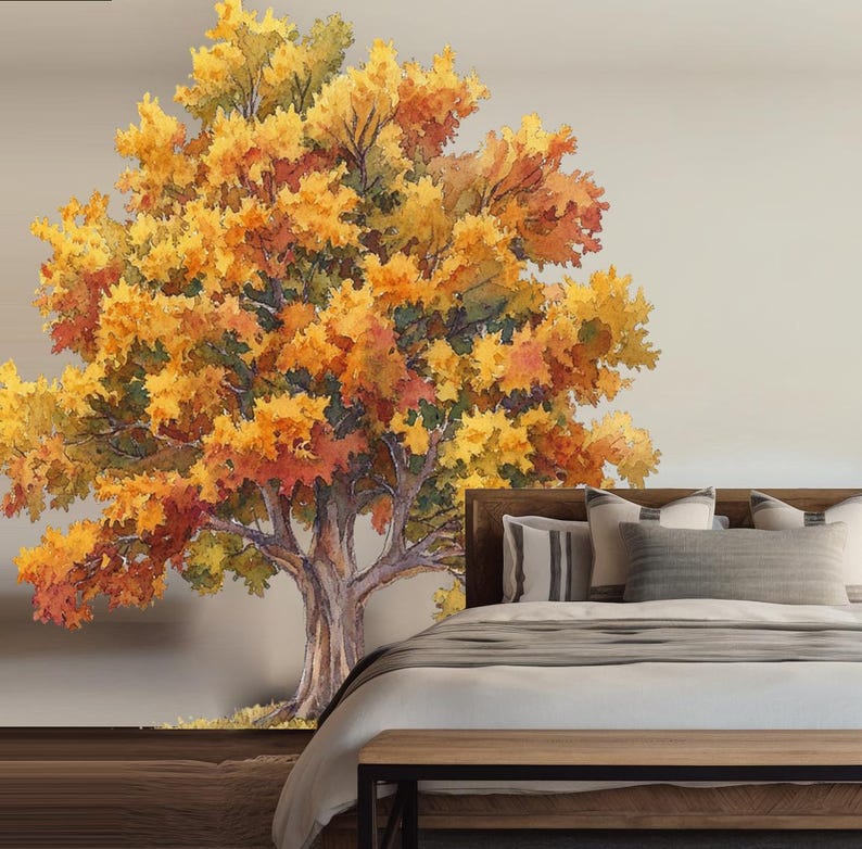 Watercolor Fall Tree Wall Decal, Wall Decor, Nursery Nature Decor ...