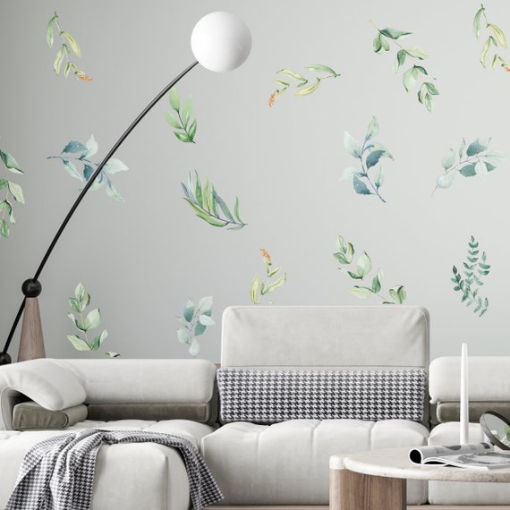 Green Leaf Wall Decal Leaf Wall Decal Greenery Wall Decal Etsy