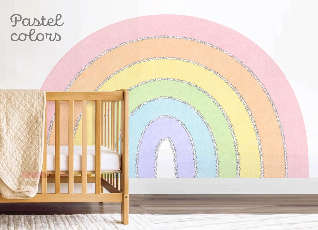 Pastel Rainbow Wall Decal, Nursery Wall Decal, Watercolor Rainbow ...