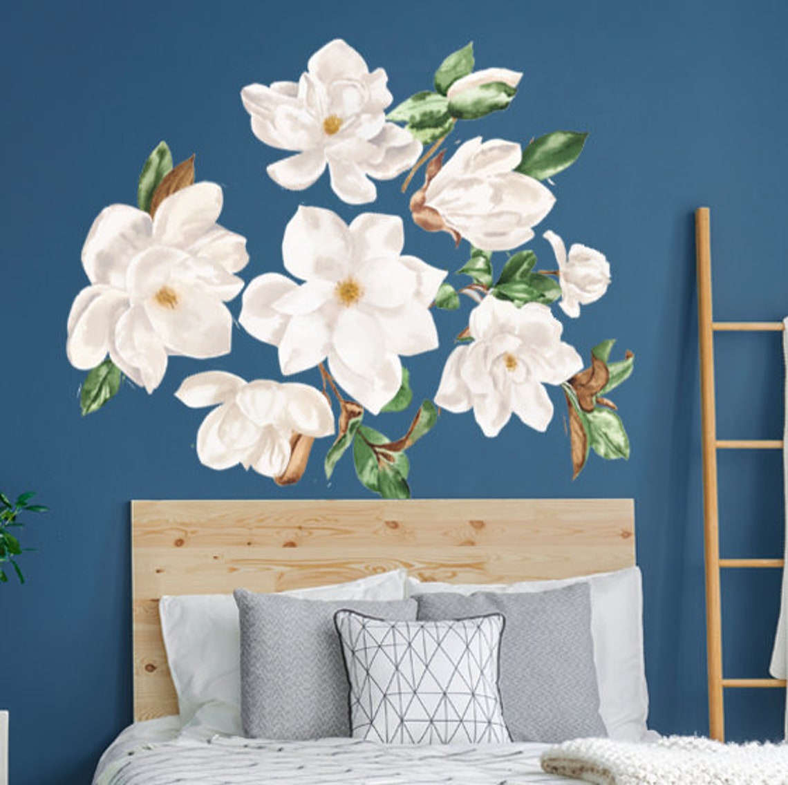 Magnolia Flowers Wall Decal Watercolor Magnolia Sticker Etsy