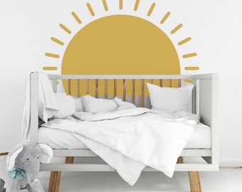 Sun Wall Decal - Boho Half Sun Wall Sticker Decal, Mid Century Modern Boho Sundown | Rising Sun, Sun decal, Bohemian Decals, Arch 26