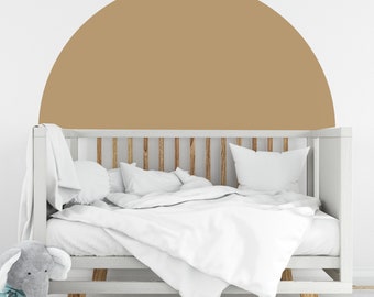 Beige Arch headboard wall decal - Japandi Boho Abstract wallpaper - Nursery kids room sticker art decor home gift, A-11