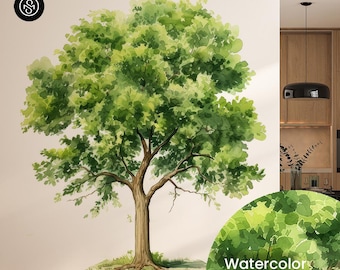 Tree wall decal, Watercolor Tree Wall Art, Woodland Wall Decor, Forest Nursery Wall Decals, Kids Room Wall Mural, T7