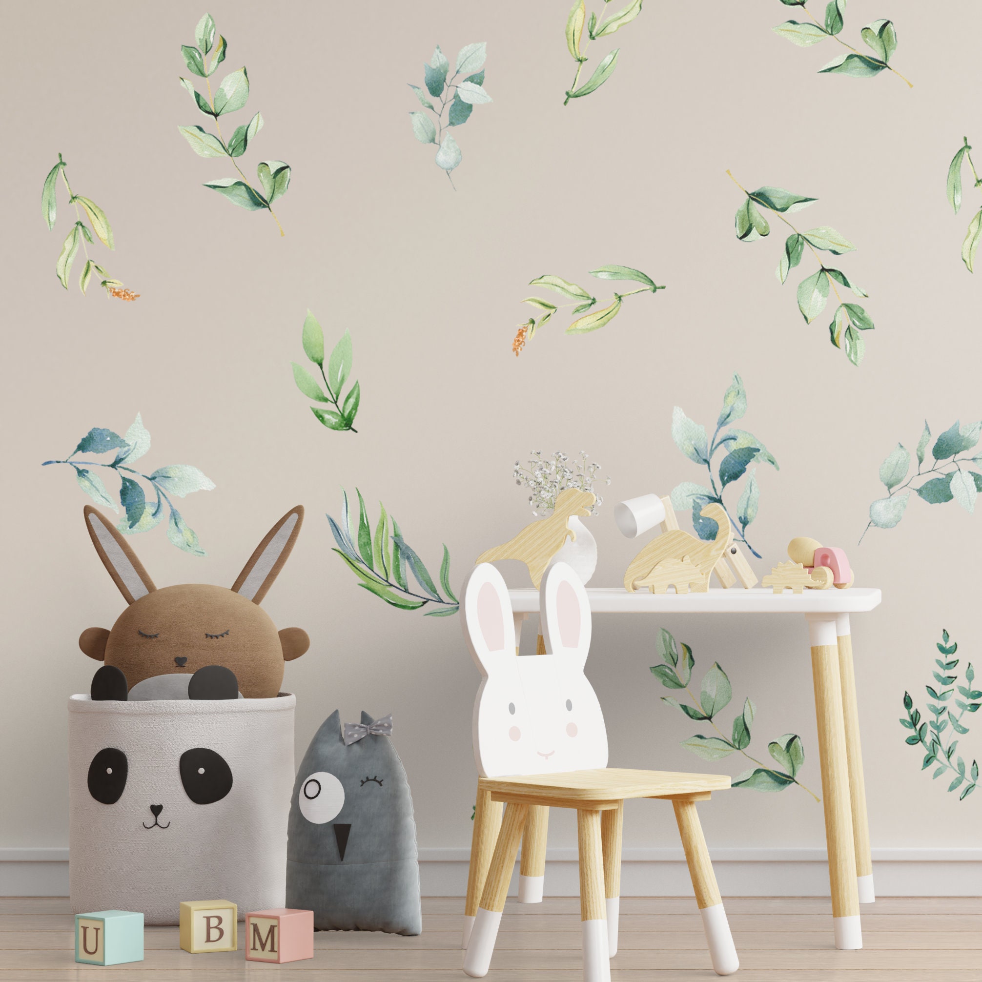 Greenery Wall Decal Herbs Wall Decal Green Leaf Wall Decal Etsy