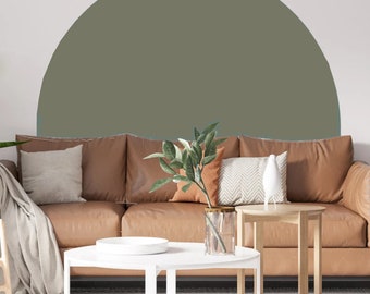 Green Arch headboard wall decal, Japandi Modern Boho Abstract Wallpaper—Nursery kids room sticker art decor home gift, Peel and Stick, Mural