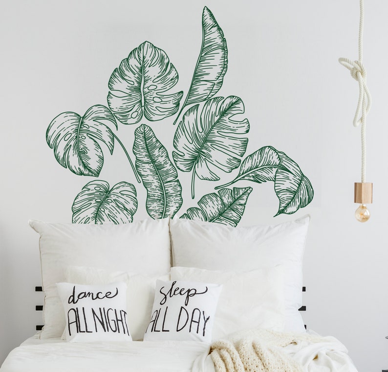 Tropical Plant Wall Decal Banana Leaves Wall Sticker Banana Etsy