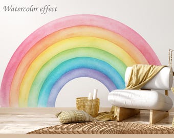 Rainbow Pastel Wall Decal for Nursery, Kids Room Rainbow Wall Art, Baby Shower Decor, Neutral Nursery Wall Sticker, Baby Room Decor