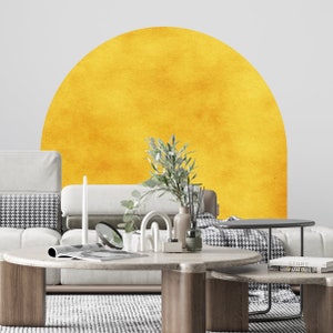 Modern Headboard Yellow Arch Wall decal, Nursery kids room sticker, Bedroom art decor, Peel and Stick, Vinyl Sticker,  A-32Mural