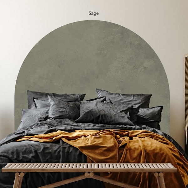 Modern green Arch headboard wall Decal— Sage Japandi Boho Abstract—Nursery kids room sticker art decor,Peel and Stick gift, Wall Mural, 103