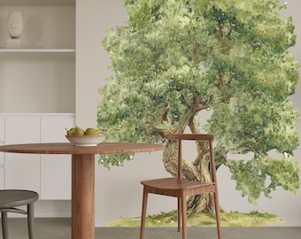 Watercolor Tree Wall Decal, Wall Decor, Nursery Wall Decals, Large and Tall Big Green Tree, Kids Room Decor Home Wall Art, Wall Mural