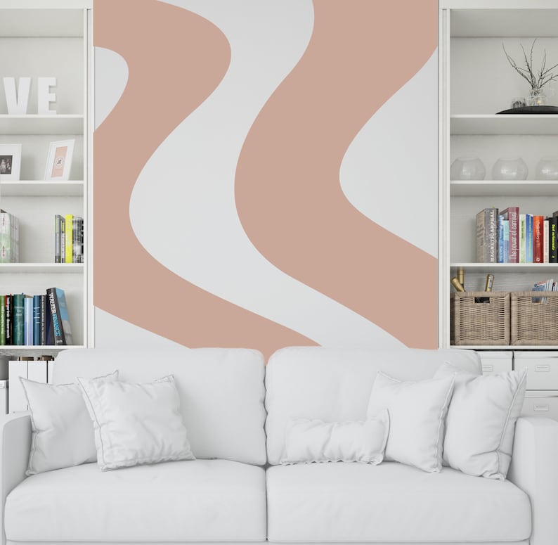 Organic Waves Wall Decal Waves Wall Sticker Modern Wall Etsy