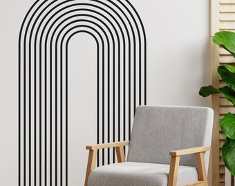 Black Arch wall art decal, Line Arch Decal, Boho Arch Wall Decals, Mid-Century Minimalist Mural