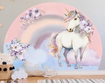 Unicorn Rainbow Wall Decal, Watercolor Rainbow Sticker, Pastel Room Art ,Boho, Nursery Decor, Wall mural, Girls Gift, Party