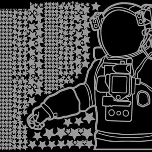 Astronaut wall decal, Astronaut in outer space wall decal, Spaceman, Space Themed Nursery, Space Wall Decal image 6