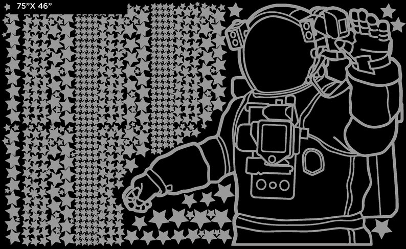 Astronaut wall decal, Astronaut in outer space wall decal, Spaceman, Space Themed Nursery, Space Wall Decal image 6