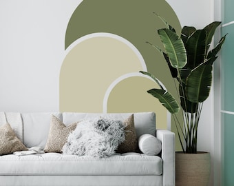 Japandi wall art, Modern Arch wall decal, Earth Colors Headboard wall decal, Boho headboard, Arch wallpaper, Green Arch wall decal, a 55