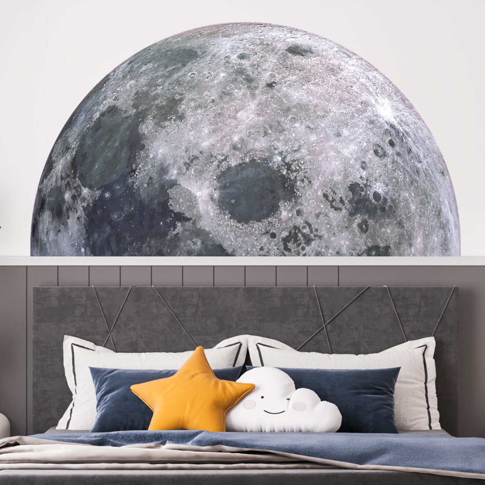 Moon Headboard Wall Decal Moon Bed Arch Sticker Moon Wall Etsy