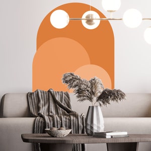 Modern Arch headboard wall decal - Japandi Boho Abstract wallpaper - Nursery kids room sticker art decor home gift , A-12Mural