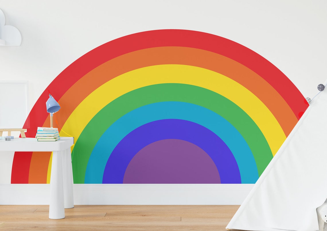 Headboard Wall Decal Bed Arch Sticker Rainbow Color Block Etsy