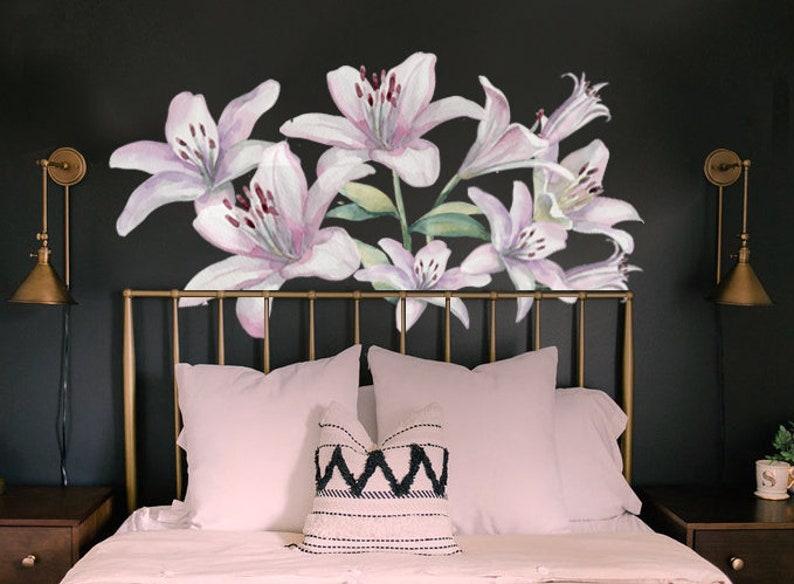 Flowers Wall Decal Lily Flower Wall Decal Lily Flower Wall Etsy