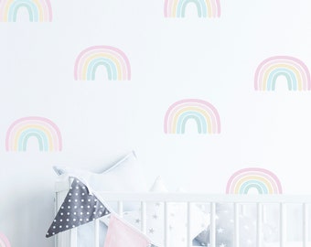 Large Rainbow Wall Decals Hand Drawn Rainbow Wall Sticker, Boho Rainbow ...