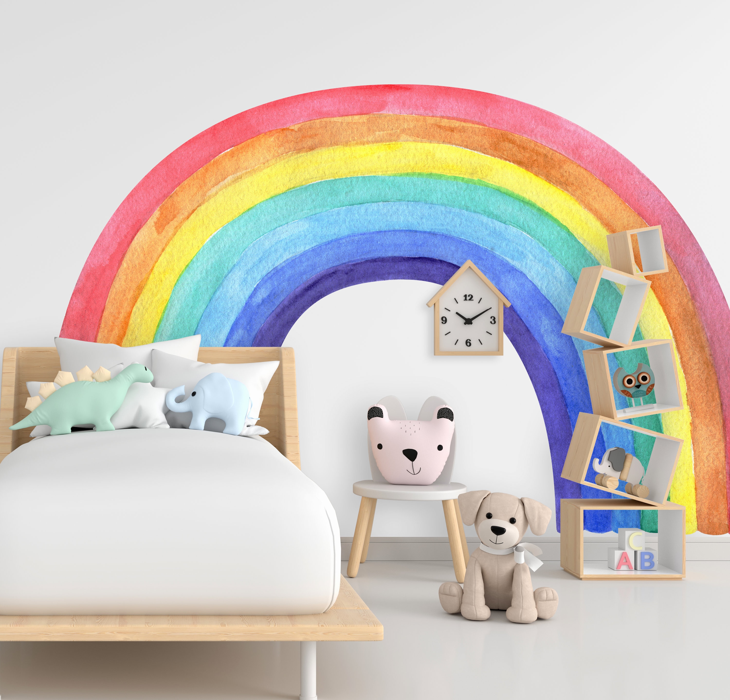 Watercolor Rainbow Wall Decal Sticker, Nursery Wall Decal Girls Bedroom ...