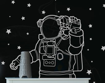 Astronaut wall decal, Astronaut in outer space wall decal, Spaceman, Space Themed Nursery, Space Wall Decal