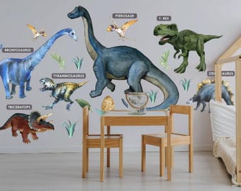 Dragons Dinosaur Wall Decal Sticker, Magic Nursery Room Art Decor - Kids Baby Bedroom, Birthday Party gift boys, Girls Present, Mural