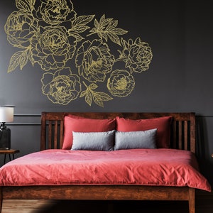 Peony Wall Decal, Flowers Sticker, Floral decoration Peony & Rose Individual Wall Decals, rose wall decal