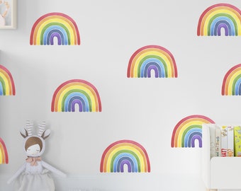 Large Rainbow Wall Decals Hand Drawn Rainbow Wall Sticker, Boho Rainbow ...
