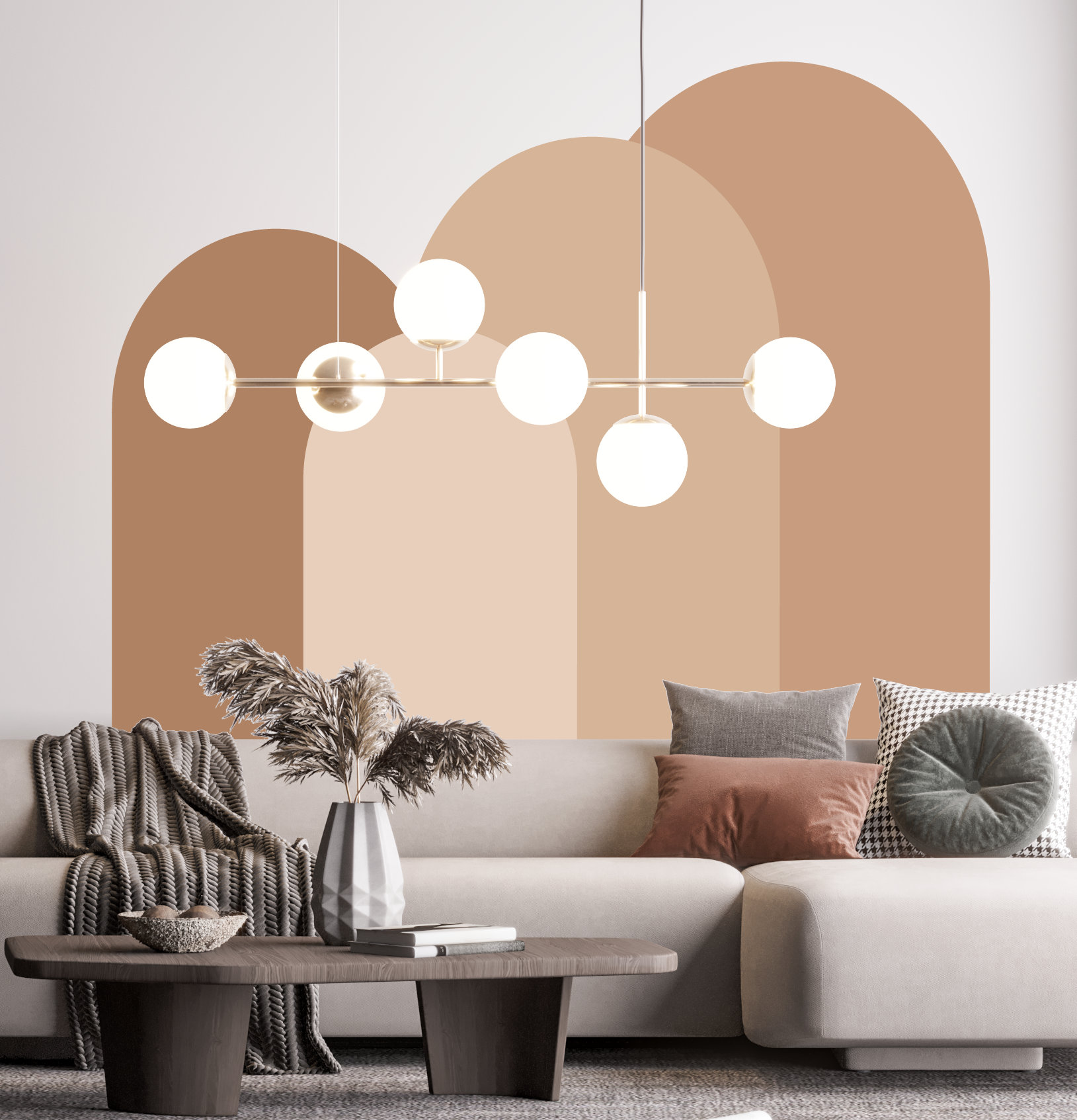 Modern Blue Arch Headboard Wall Decal, Peel and Stick Wallpaper ...
