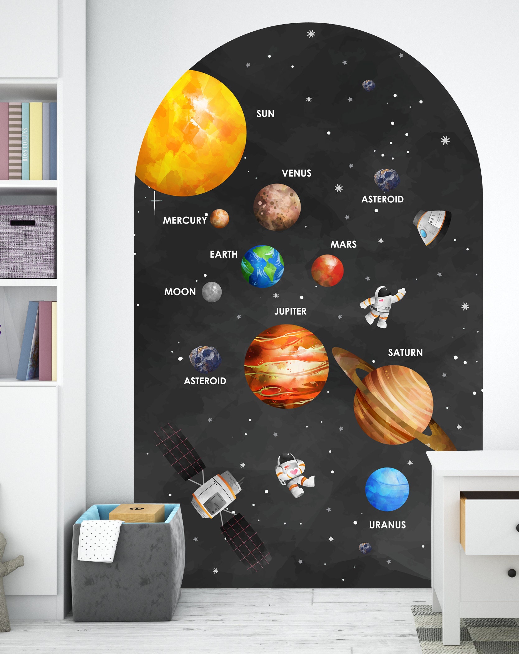 Space Wall Decal Solar System Arch Etsy