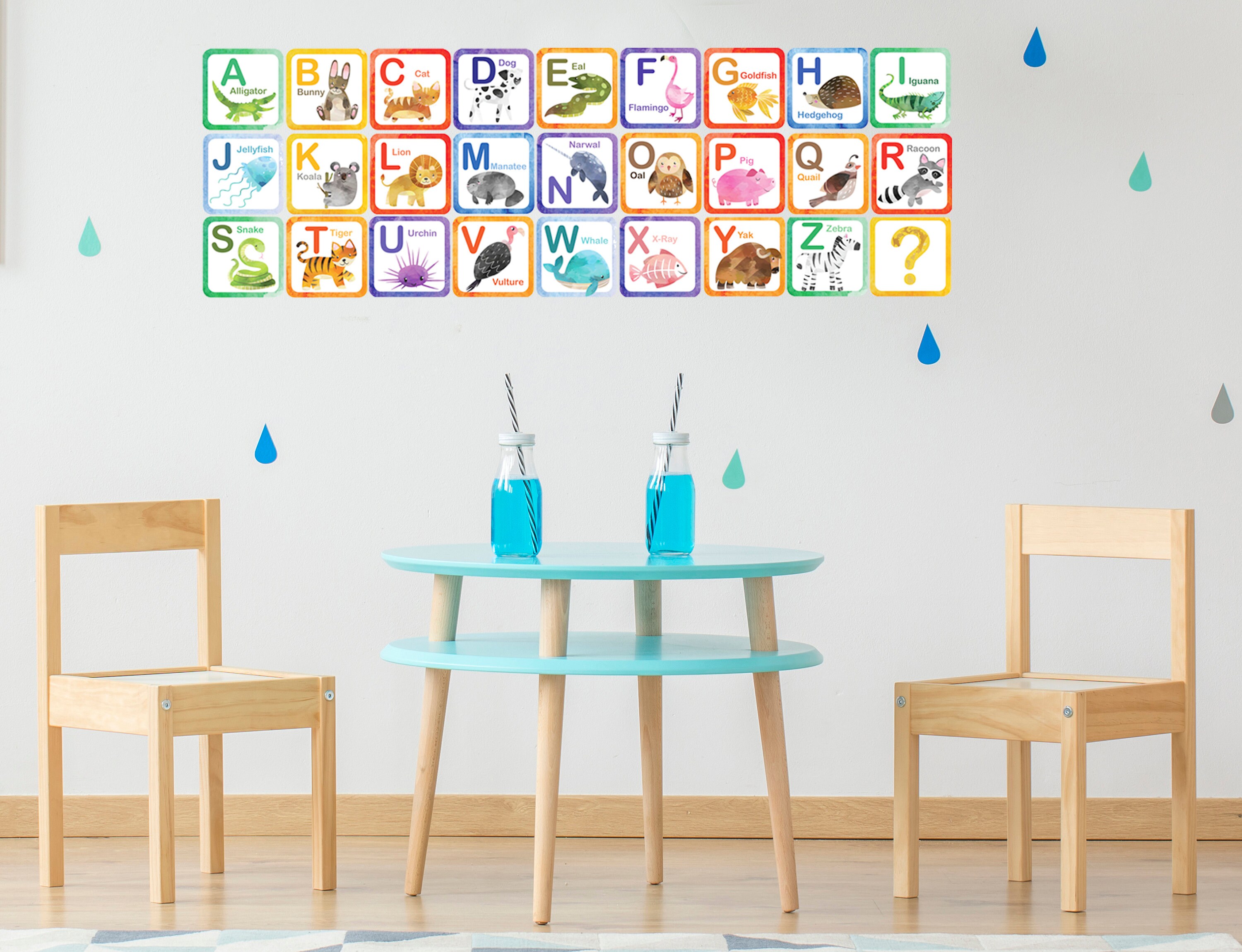 English Alphabet Wall Decal Letters Wall Decals Educational Etsy