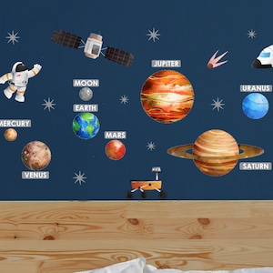 Space Wall Decal Planets Solar system, Space Astronaut Wall Decal, Planets Wall Decal