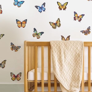 Butterfly Wall Decals for Girls Room – Colorful Nursery Wall Stickers, Butterfly Mural Art for Kids Bedroom Decor