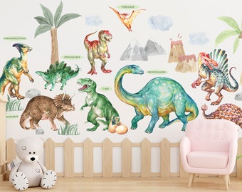 Muursticker dinosaurus jongenskamer, dino-decor kinderkamer, decor kinderspeelkamer, T-Rex slaapkamer sticker, Peel and Stick, jongens cadeau, vinyl sticker, cadeau