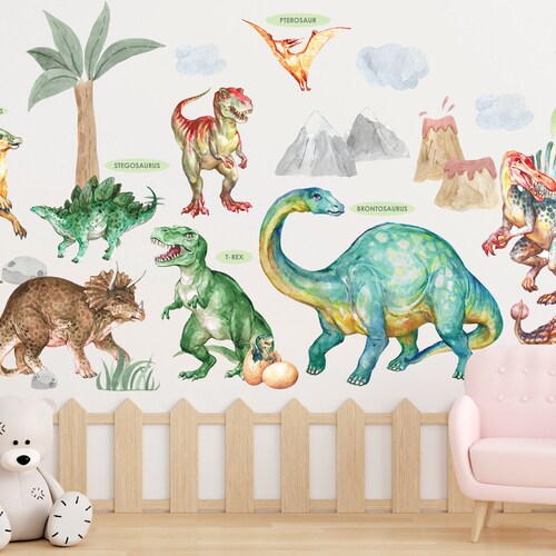 Dinosaur Wall Decal Set for Kids Dinosaurs Nursery Wall Etsy