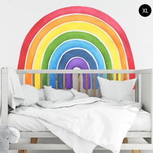 Rainbow wall decal sticker, Nursery wall decal Watercolor rainbow, Boho rainbow wall decal, Pastel rainbow Arch, peel atick wallpaper, Mural