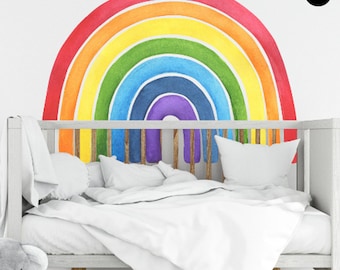 Rainbow wall decal sticker, Nursery wall decal Watercolor rainbow, Boho rainbow wall decal, Pastel rainbow Arch, peel atick wallpaper, Mural