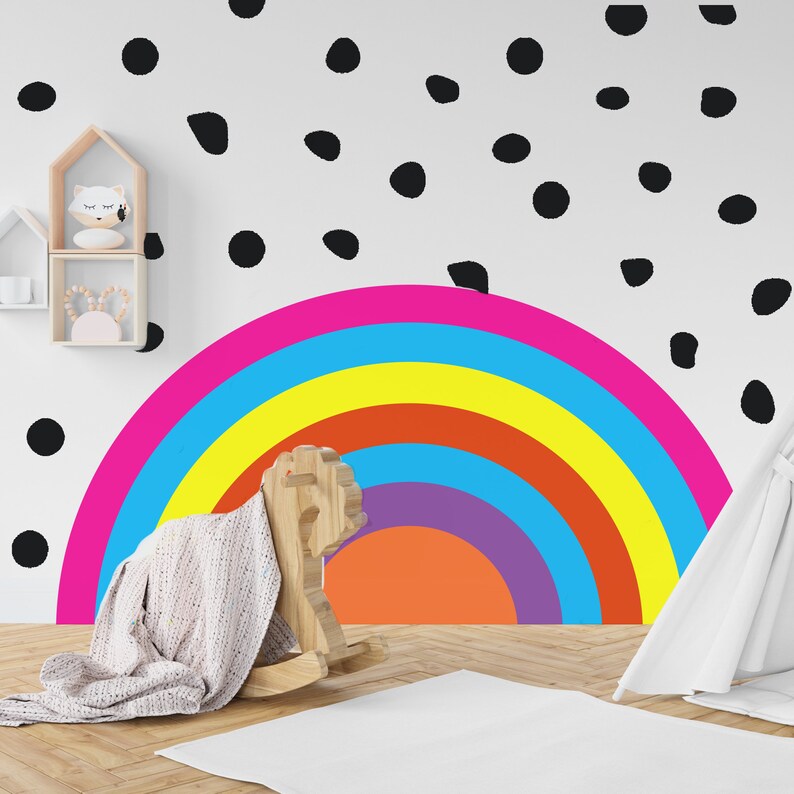 Headboard Wall Decal Bed Arch Sticker Rainbow Color Block Etsy
