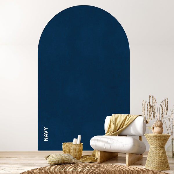 Dark Navy blue Arch headboard wall decal - Japandi Boho Abstract wallpaper - Nursery kids room sticker art decor home gift
