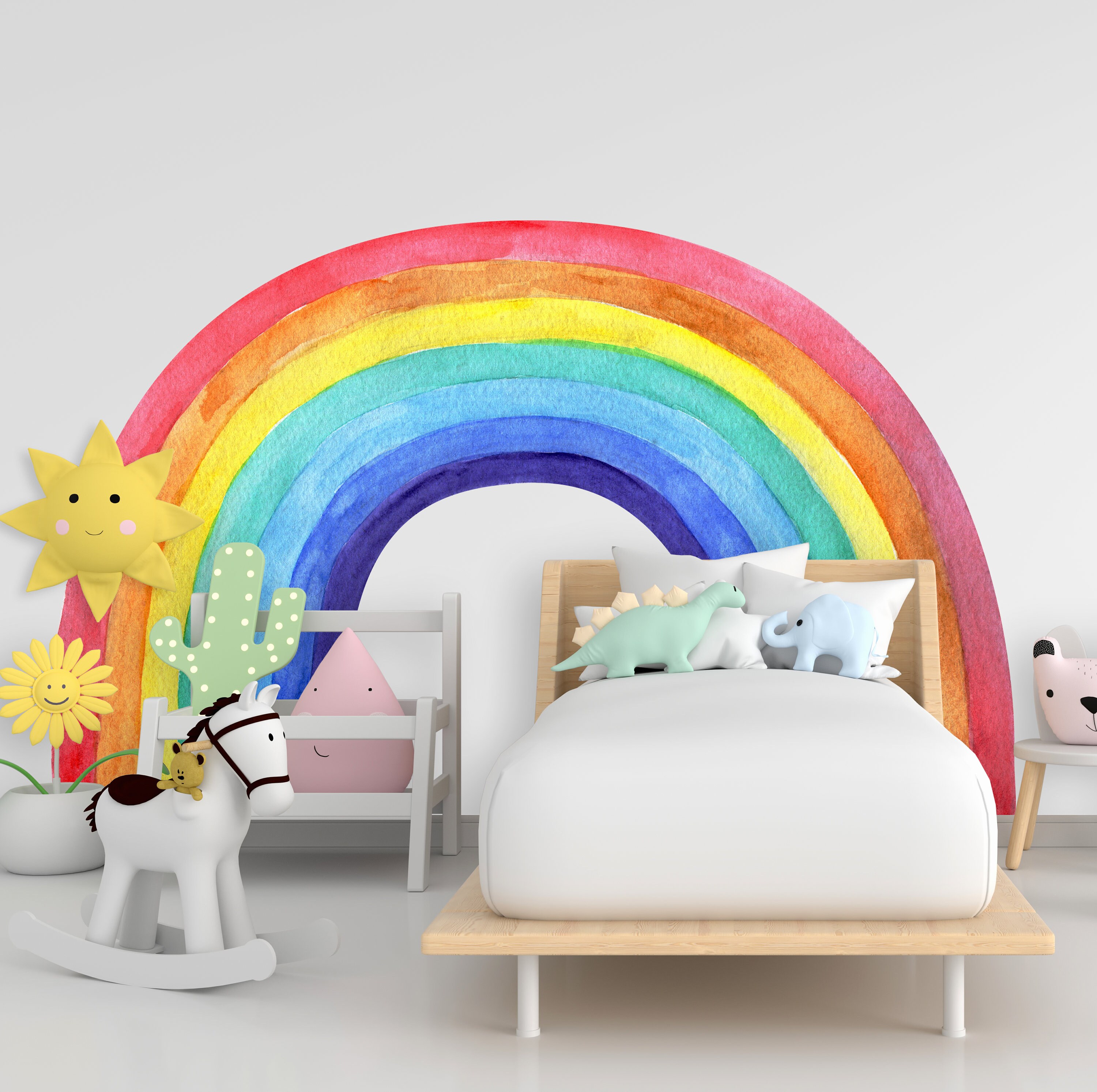 Watercolor Rainbow Wall Decal Sticker, Nursery Wall Decal Girls Bedroom ...