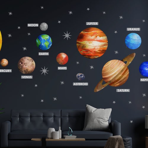 Space Wall Decal Planets Solar system, HALF SUN