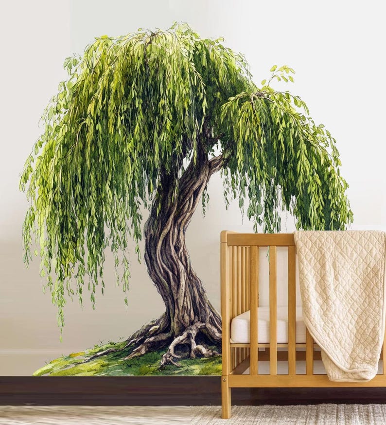 Willow Tree Mural Wallpaper, Nursery Wall Decal, Wall Art Decor ...