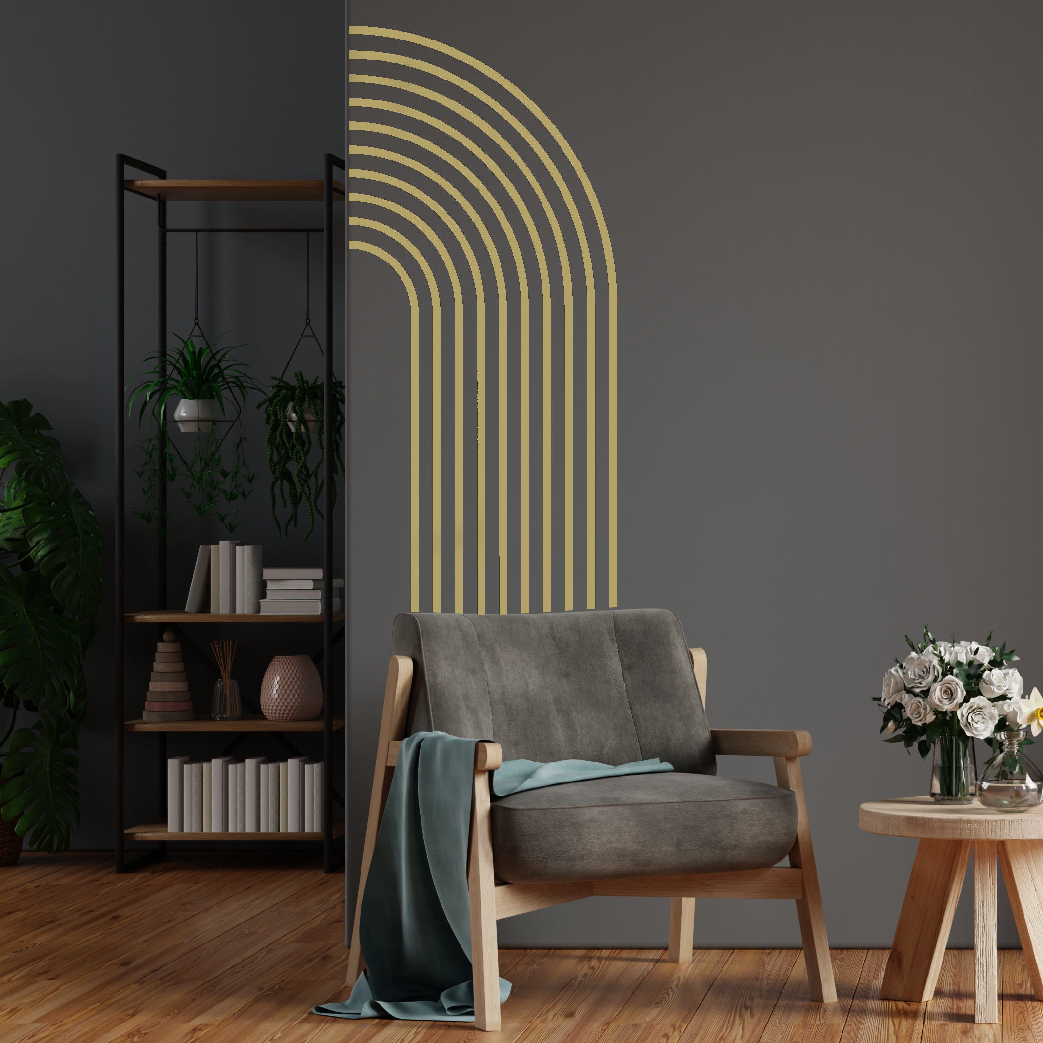 Modern Half Arch Wall Decal, Boho Wall Decal, Line Arch Wall Decal, Mid