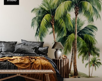 Palm Tree Wall Decal, Tropical Beach House Decor